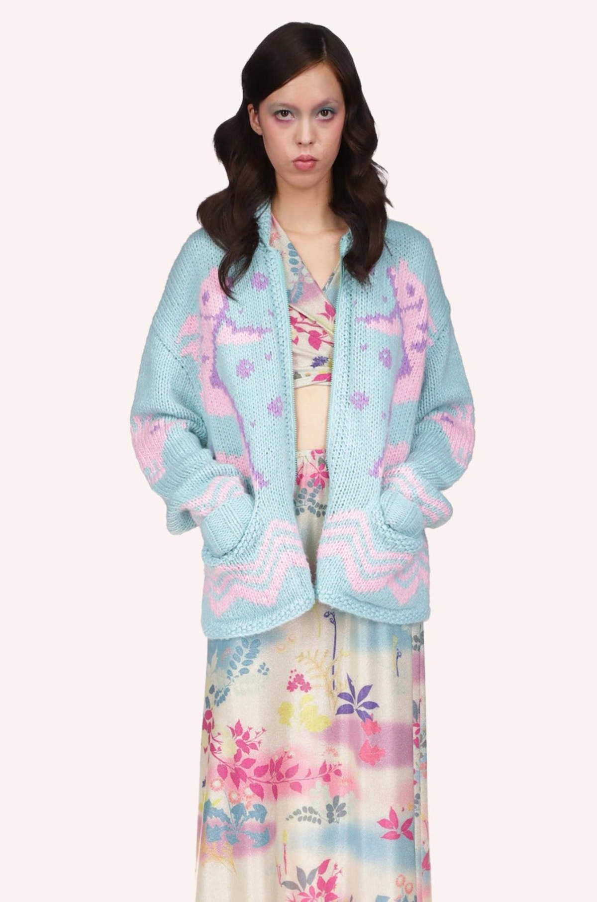 ANNA SUI Blue and Pink 100% ベア2種セット/未開封 Anna Sui Seashore Hand Knit Cardigan - Aqua Multi | Garmentory