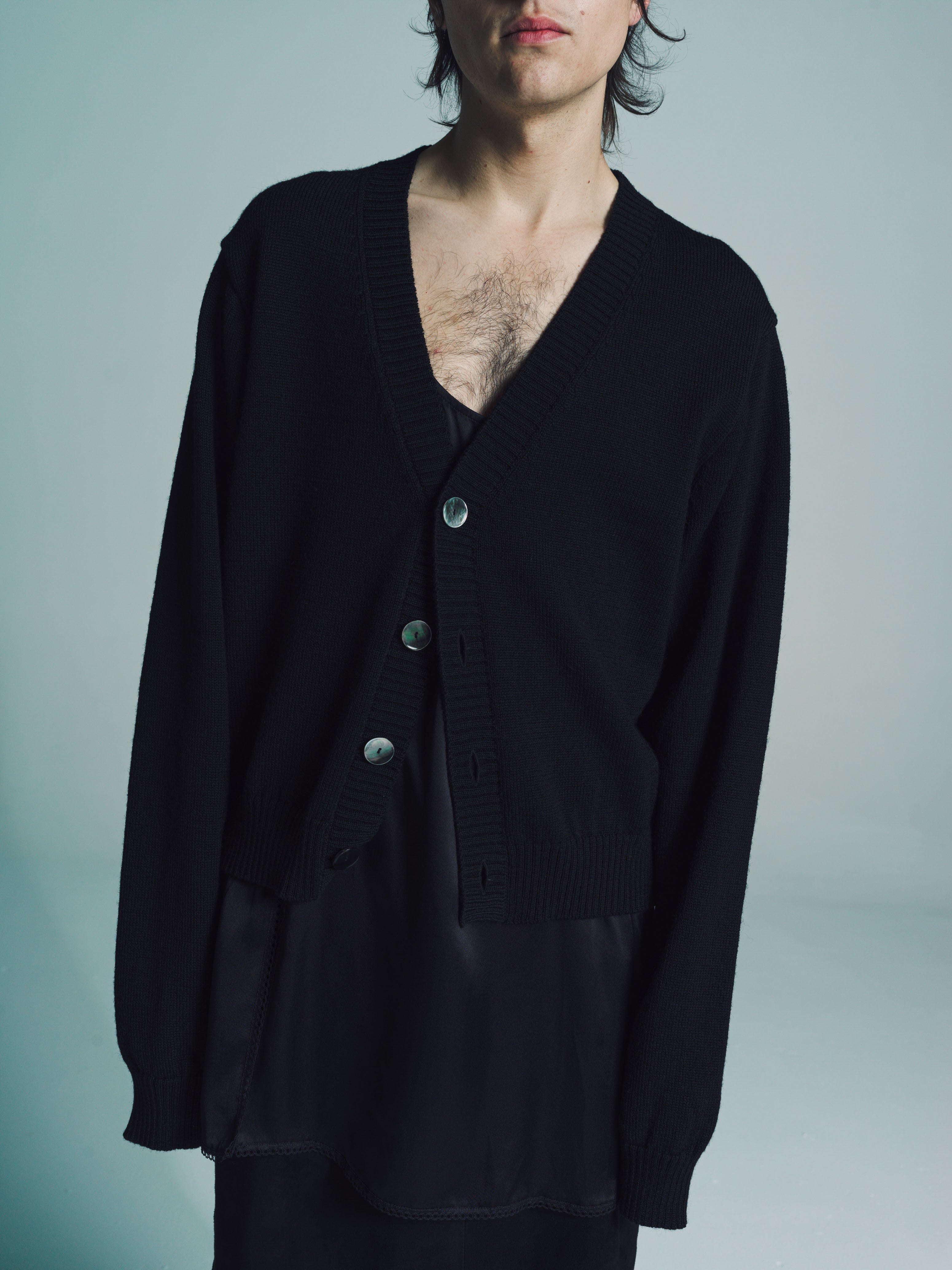 TAKAHIROMIYASHITA The Soloist. Lambs Wool Cropped Cardigan - Black