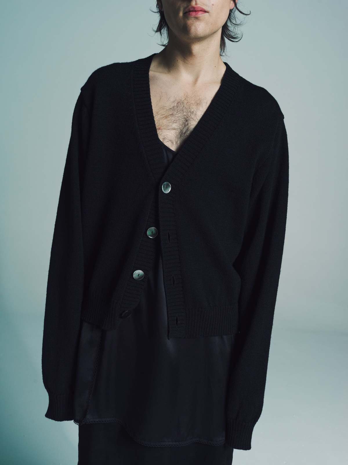 TAKAHIROMIYASHITA The Soloist. Lambs Wool Cropped Cardigan - Black
