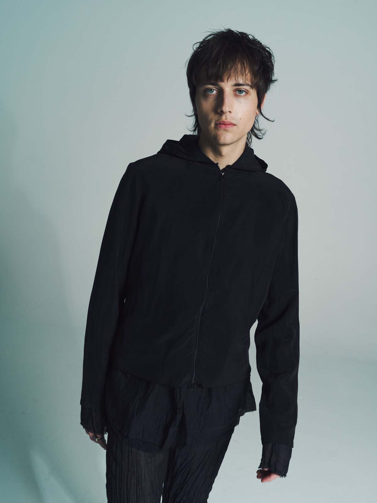Gabriela Coll Garments Cupro Hooded Shirt - Black | Garmentory