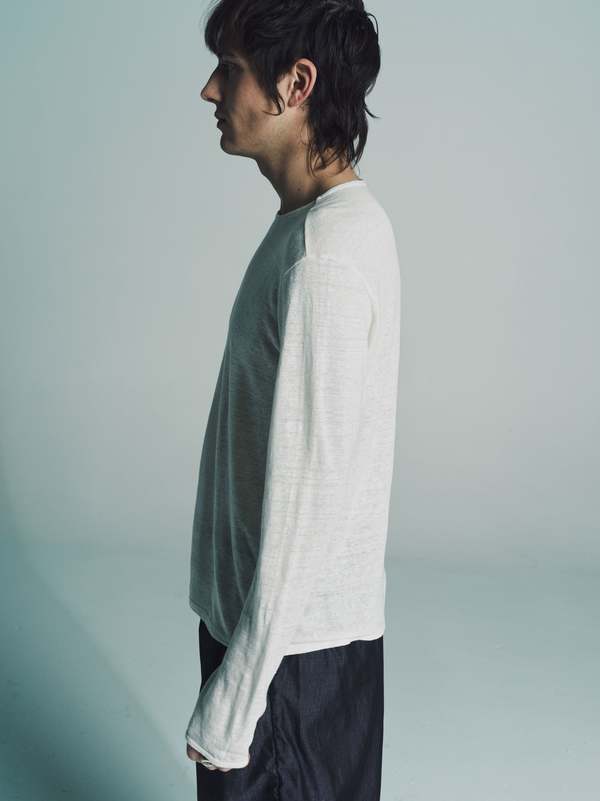 Gabriela Coll Garments NO.87 Linen Long Sleeve T Shirt - White