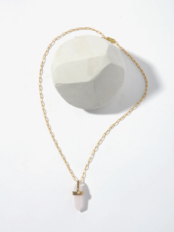 Iwona Ludyga Design na Small Rose Quartz Necklace - Gold