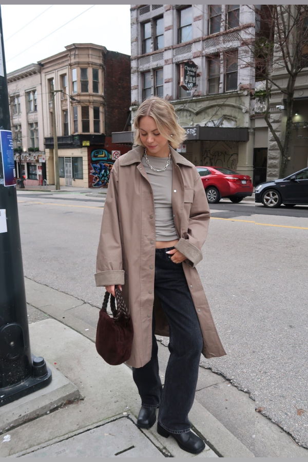 KAFFE Jane Trench Jacket - Brown