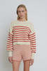 Eleven Six Layla Stripe Sweater - Ivory/Tomato - Thumbnail 1