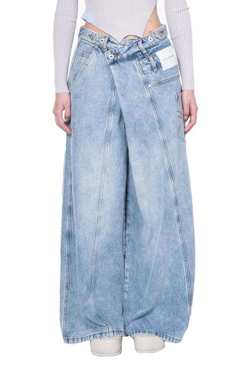 Feng Chen Wang Asymmetric Wide Leg Jeans with Panel Remake