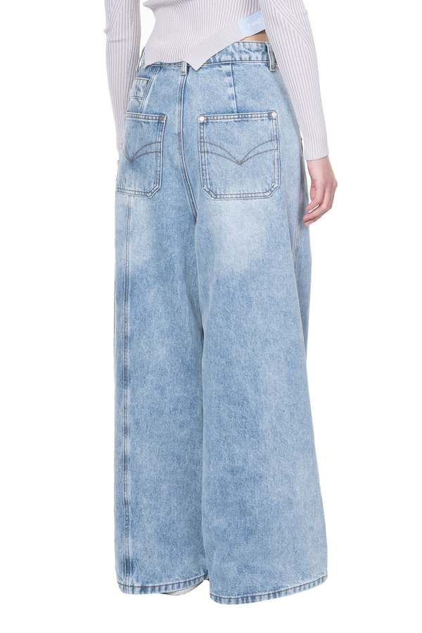Feng Chen Wang Asymmetric Wide Leg Jeans with Panel Remake - Denim 