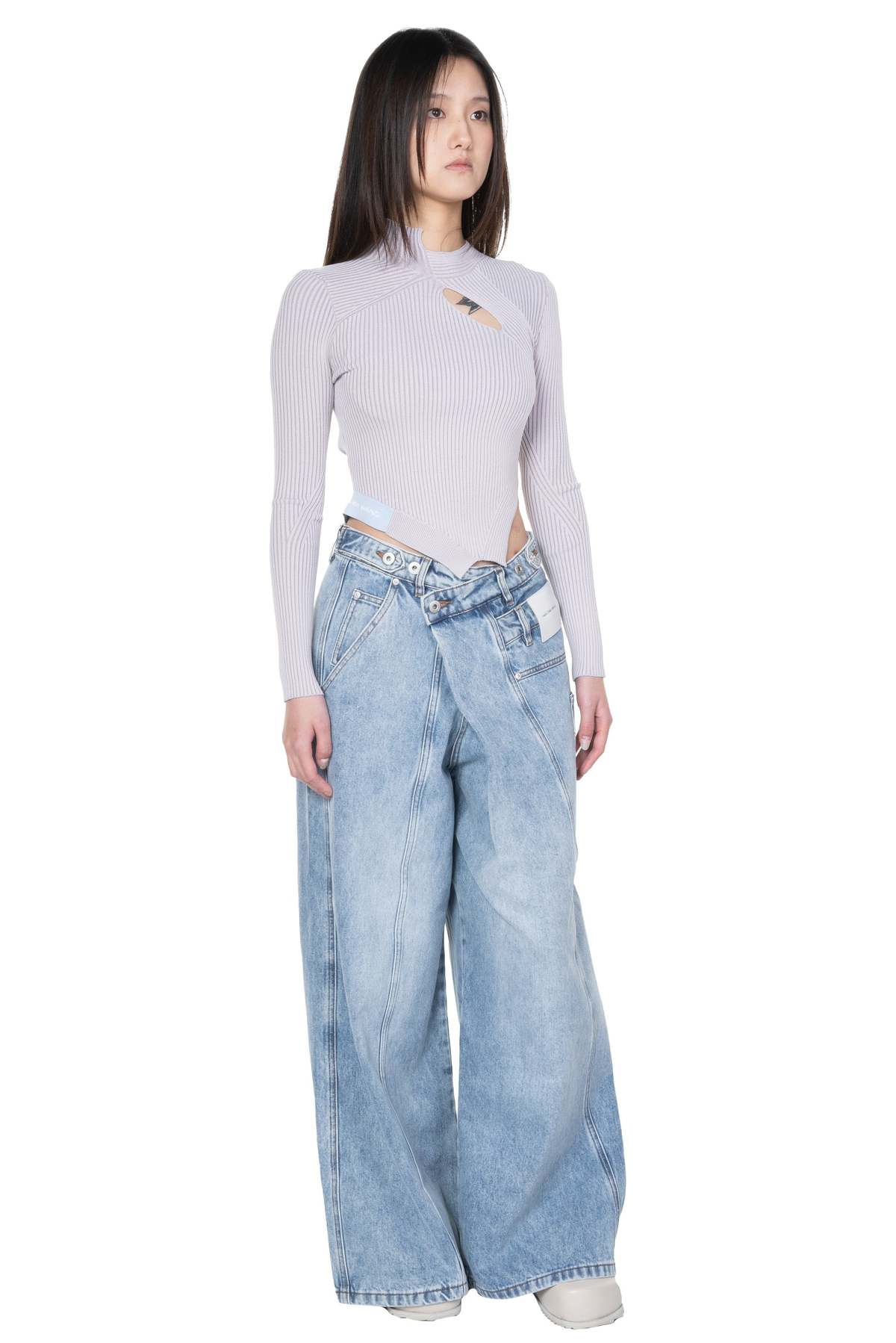 パンツ ASYMETRIC WIDE LEG JEANS FenG CHen WANG Feng Chen Wang Asymmetric Wide Leg Jeans with Panel Remake