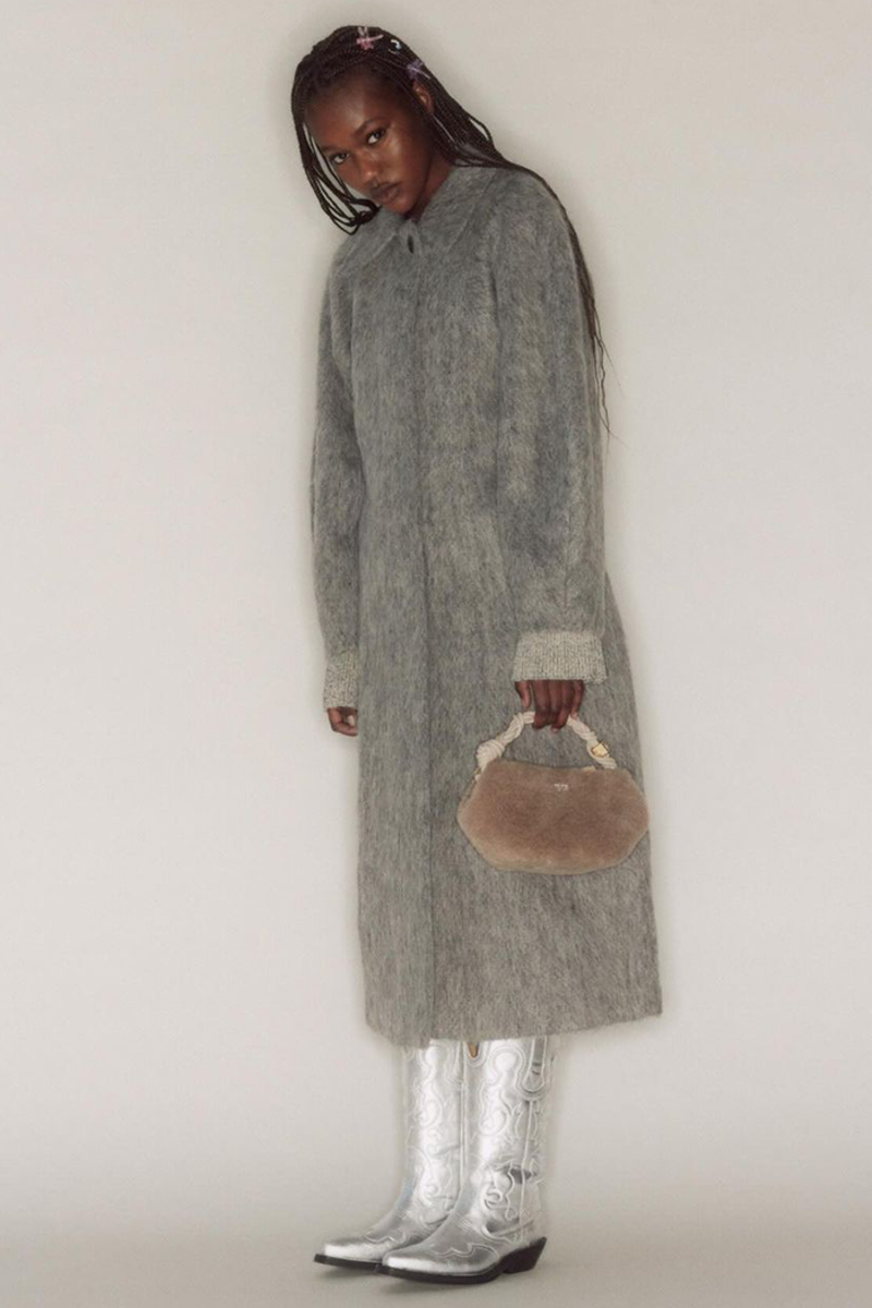 Ganni Mini Bou Bag - Oyster Grey Fur | Garmentory