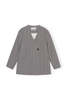 Ganni Herringbone Suiting Boxy Blazer - Frost Gray - Thumbnail 2