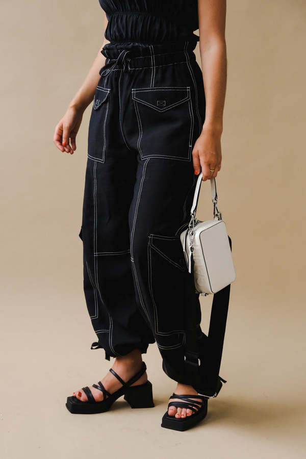 Ganni Light Slub Pants - Black Ganni Light Slub Pants - Black