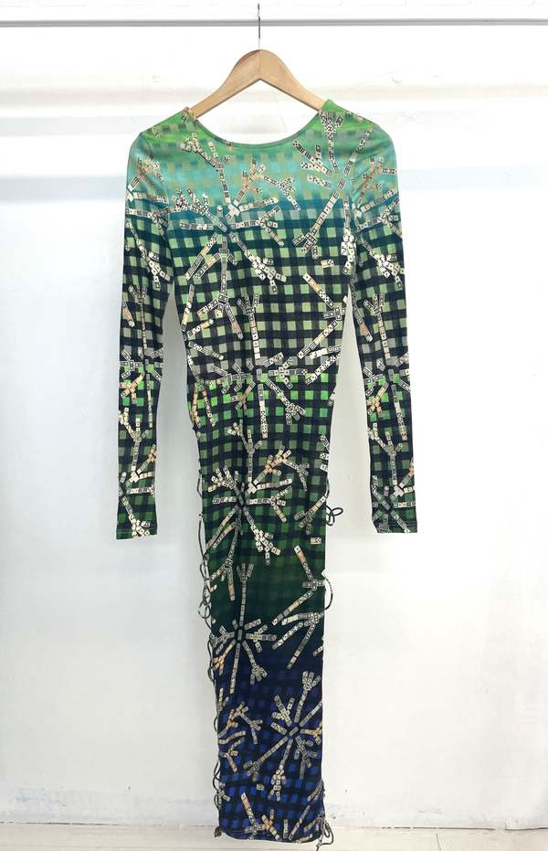 Abacaxi Tie-Up Maxi Dress - Chicken Foot Print | Garmentory