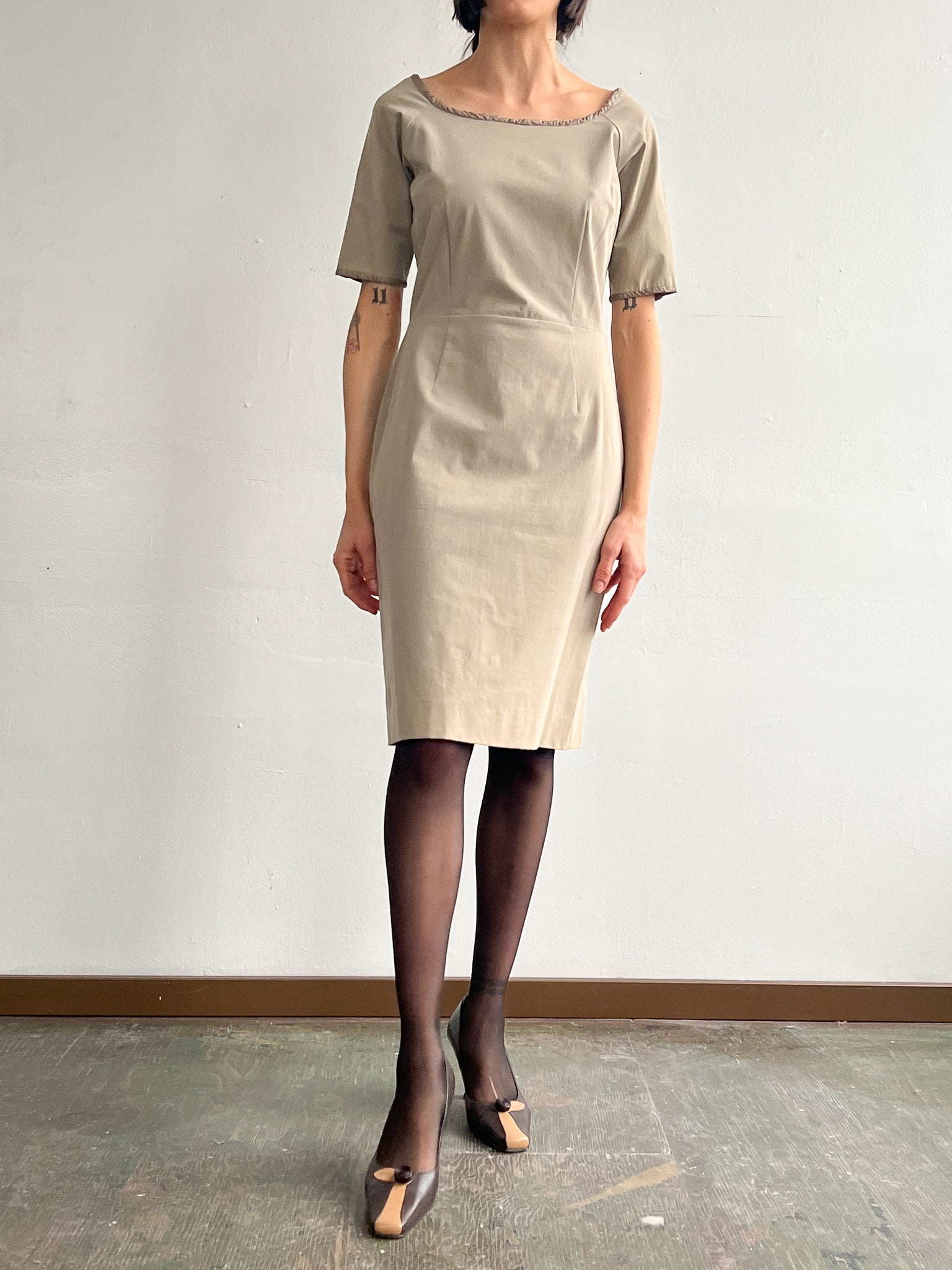 Prada Ribbon Dress - Khaki | Garmentory