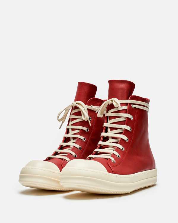 Rick Owens Ramones Sneakers - Cardinal Red/Milk | Garmentory