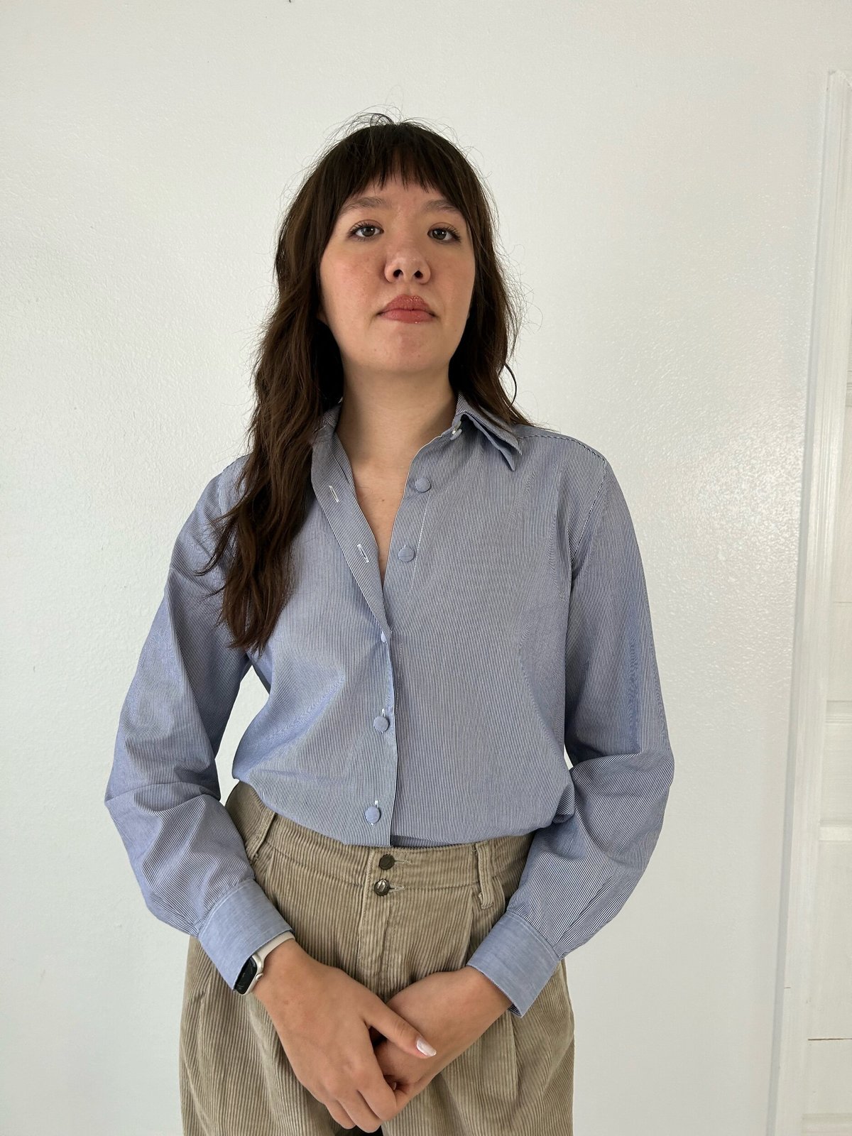 フランス製 fil a fil セミワイドカラーシャツ フィルアフィル fil a fil Paris French shirt - Blue | Garmentory