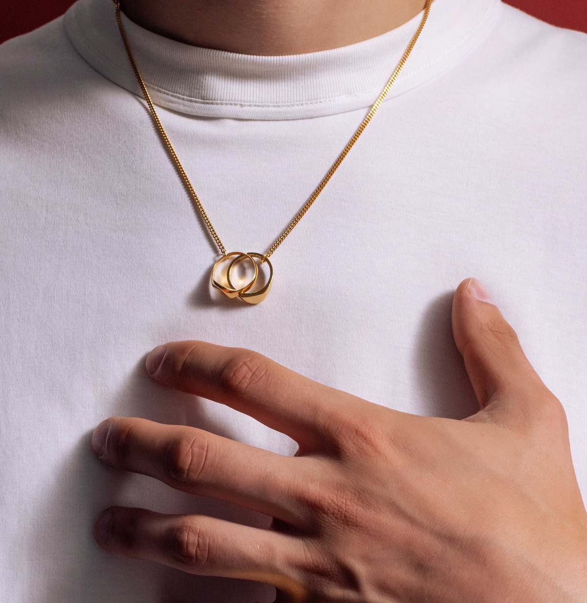 Wouters & Hendrix Double Signet Ring Necklace - Gold