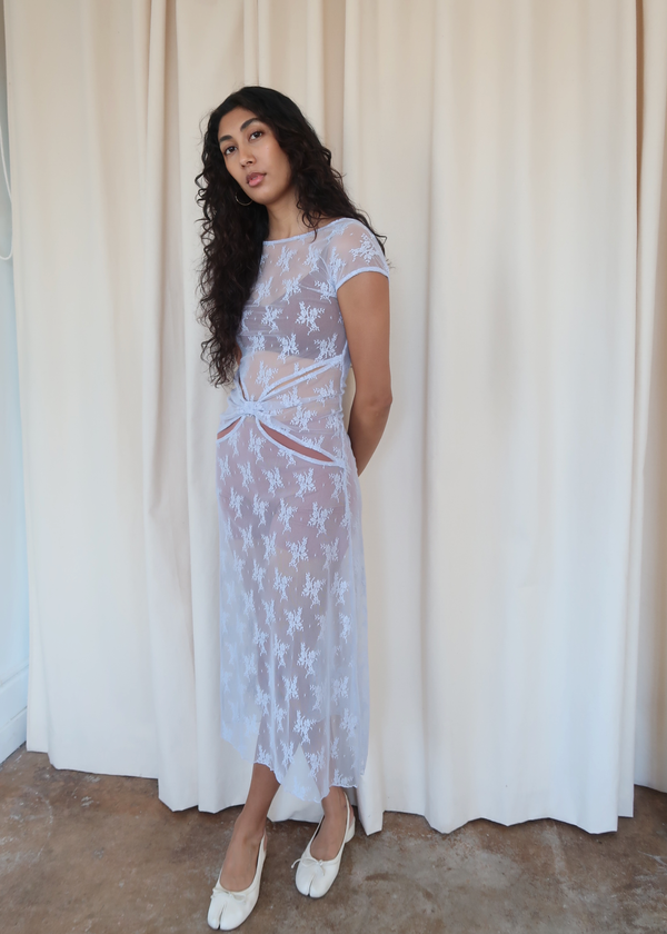 Flora Lace Bow Sheer Dress | Garmentory