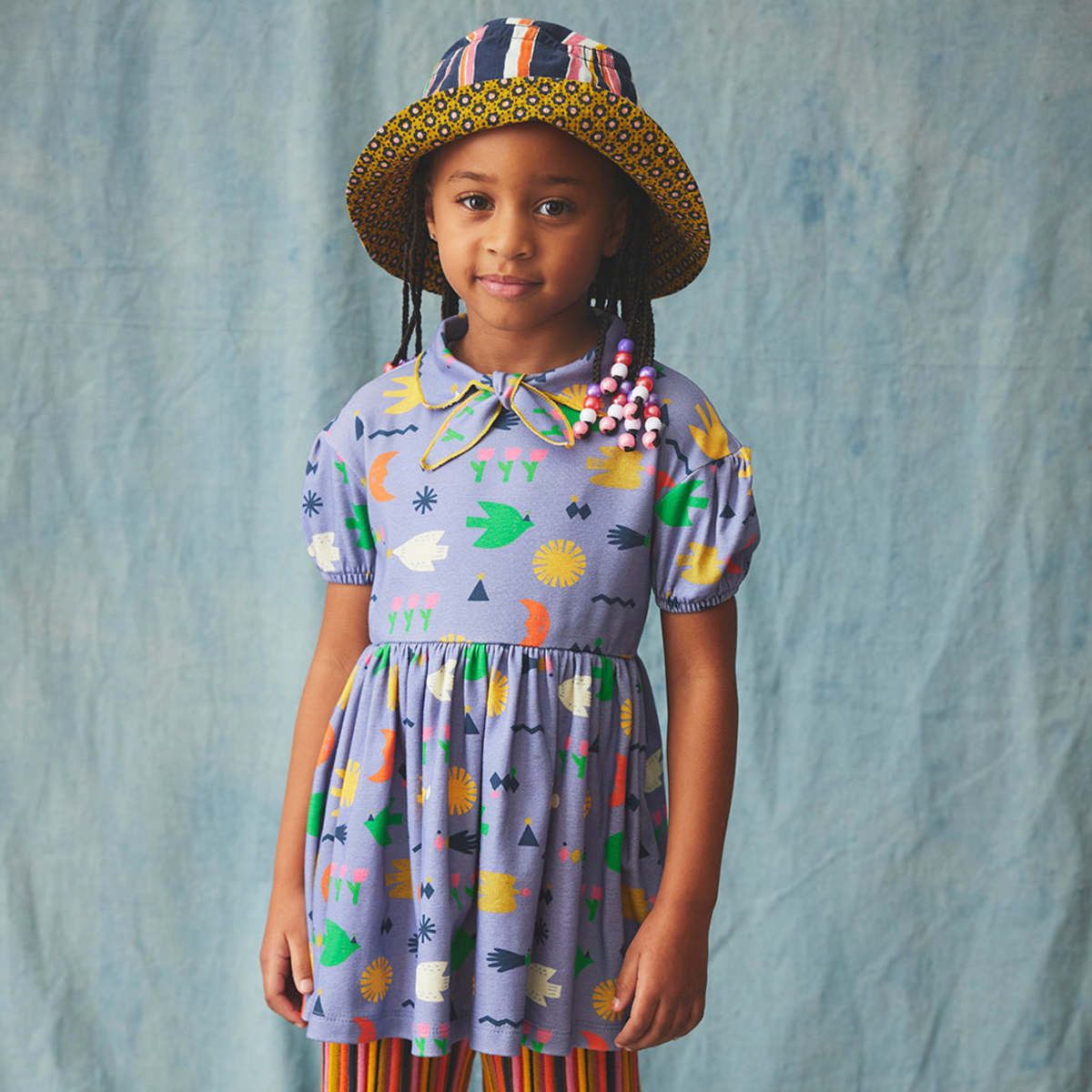 Misha & Puff Child Junior Scout Dress Pewter Daleyden Fete Blue