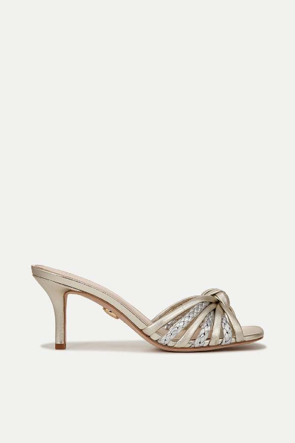 Veronica Beard Misa Knot Front Heeled Sandal - Platinum