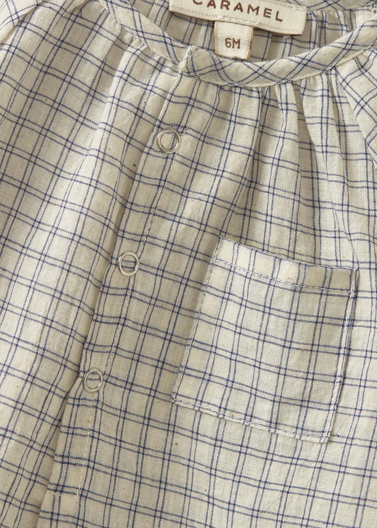Kids Caramel EXCLUSIVE GINGER DRESS - WHITE/NAVY CHECK