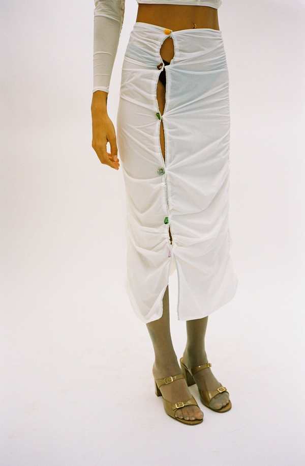 Lucille Thivre Sheer Lilly Skirt - White