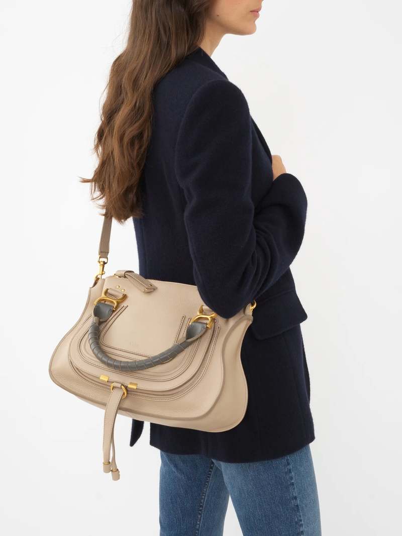ハンドバッグ Chloe Marcie Medium Double Carry Floral Grey Chloé Marcie Double Carry Bag - Floral Grey | Garmentory