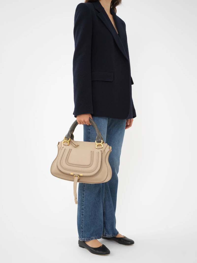 ハンドバッグ Chloe Marcie Medium Double Carry Floral Grey Chloé Marcie Double Carry Bag - Floral Grey | Garmentory