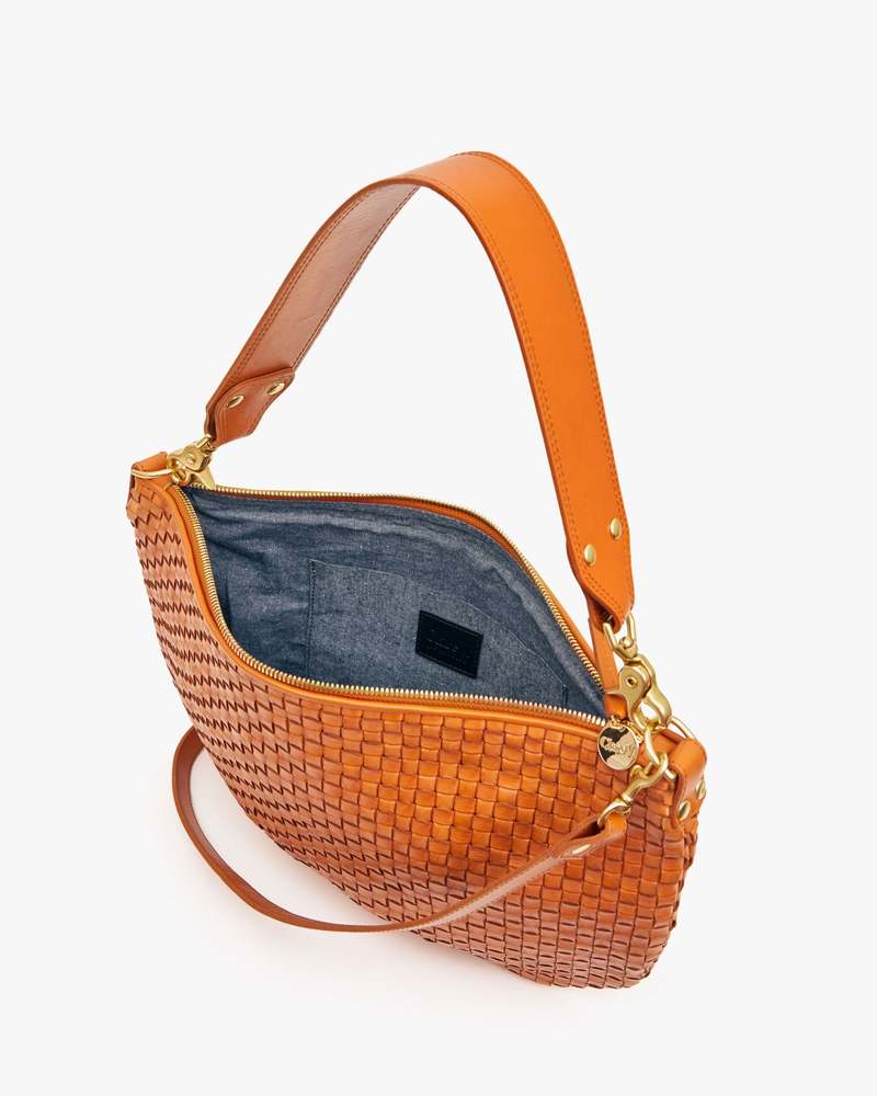 Clare V. Moyen Messenger - Natural Woven Checker