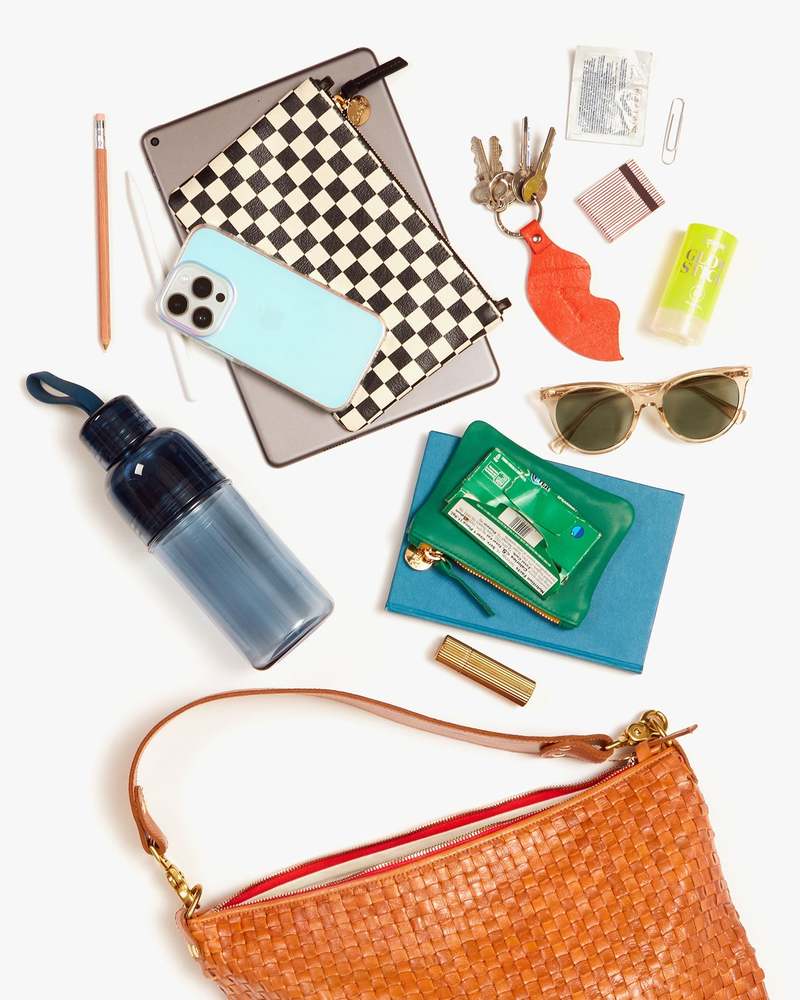 Clare V. Moyen Messenger - Natural Woven Checker