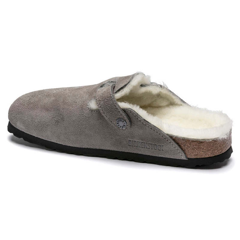 Birkenstock Boston Shearling Suede Leather clog - Stone Coin