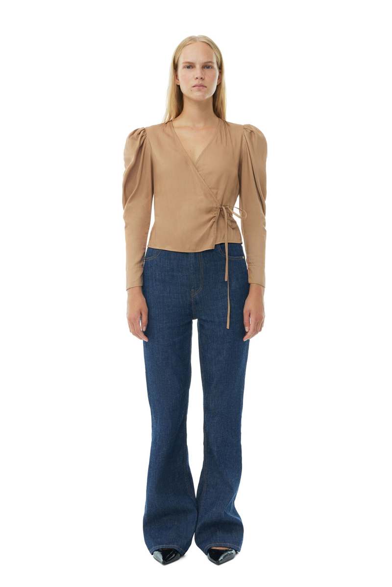 Silver Lake Blue Blue Chunky Cable Zipper Blouse | GANNI US