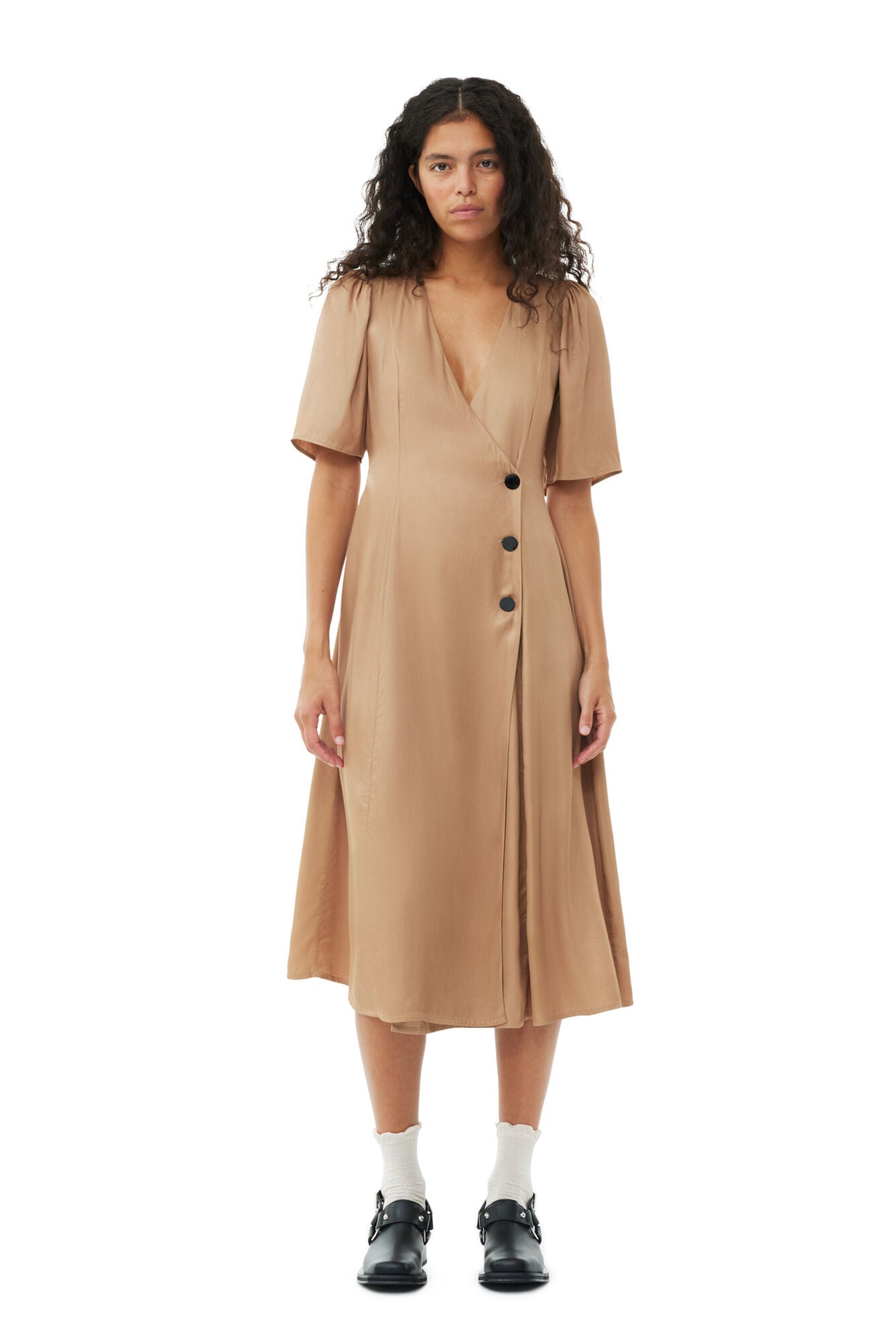 ワンピース GANNI Outerwear Nylon Maxi Dress GANNI ガニー ワンピース Seersucker Check U-neck Maxi Smock