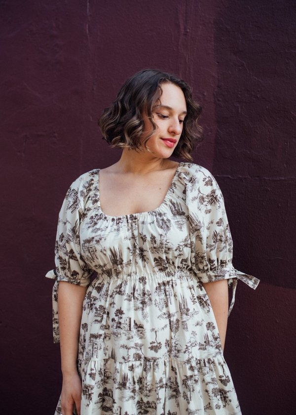 brown toile dress At This Time Brown Toile Dress, X-Large - The Mint Julep Boutique