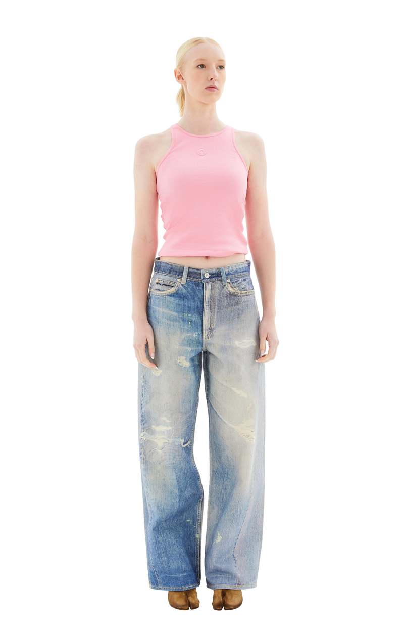MARINE SERRE Organic Cotton RIb 2X2 Tank Top - Pink | Garmentory
