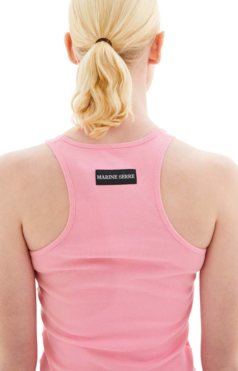 MARINE SERRE Organic Cotton RIb 2X2 Tank Top - Pink | Garmentory