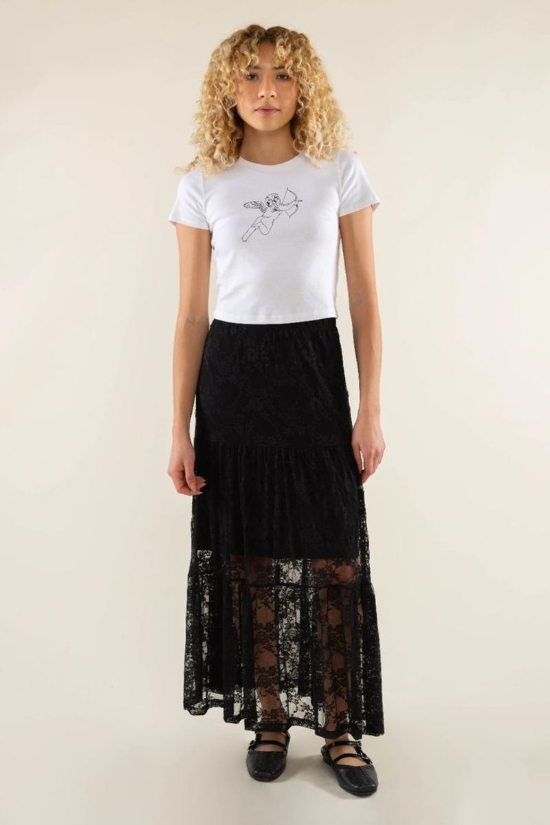 NLT Lace Tiered Skirt - Black | Garmentory