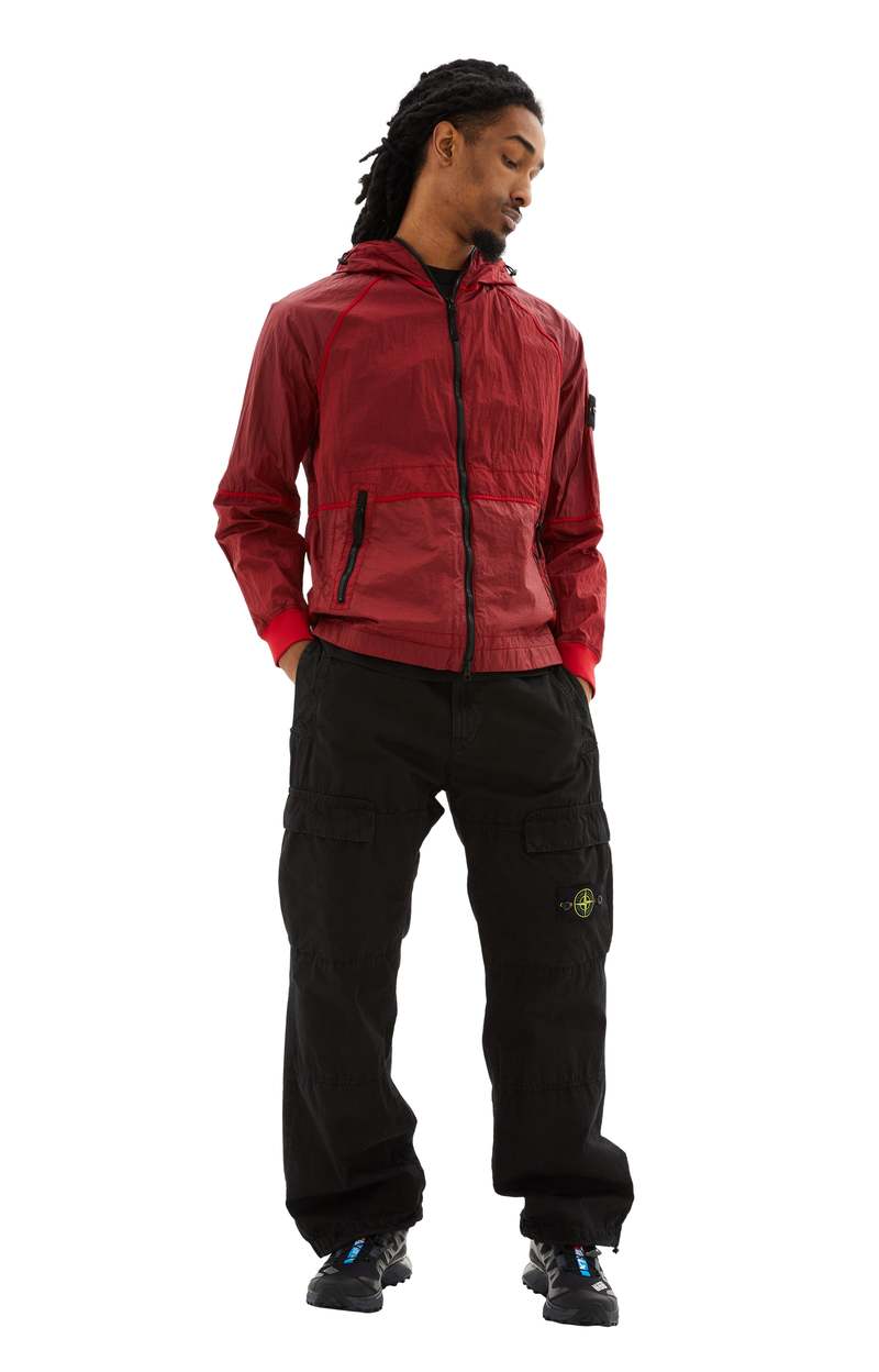 Stone Island Nylon Metal Watro TC Hooded Zip Up Jacket Red