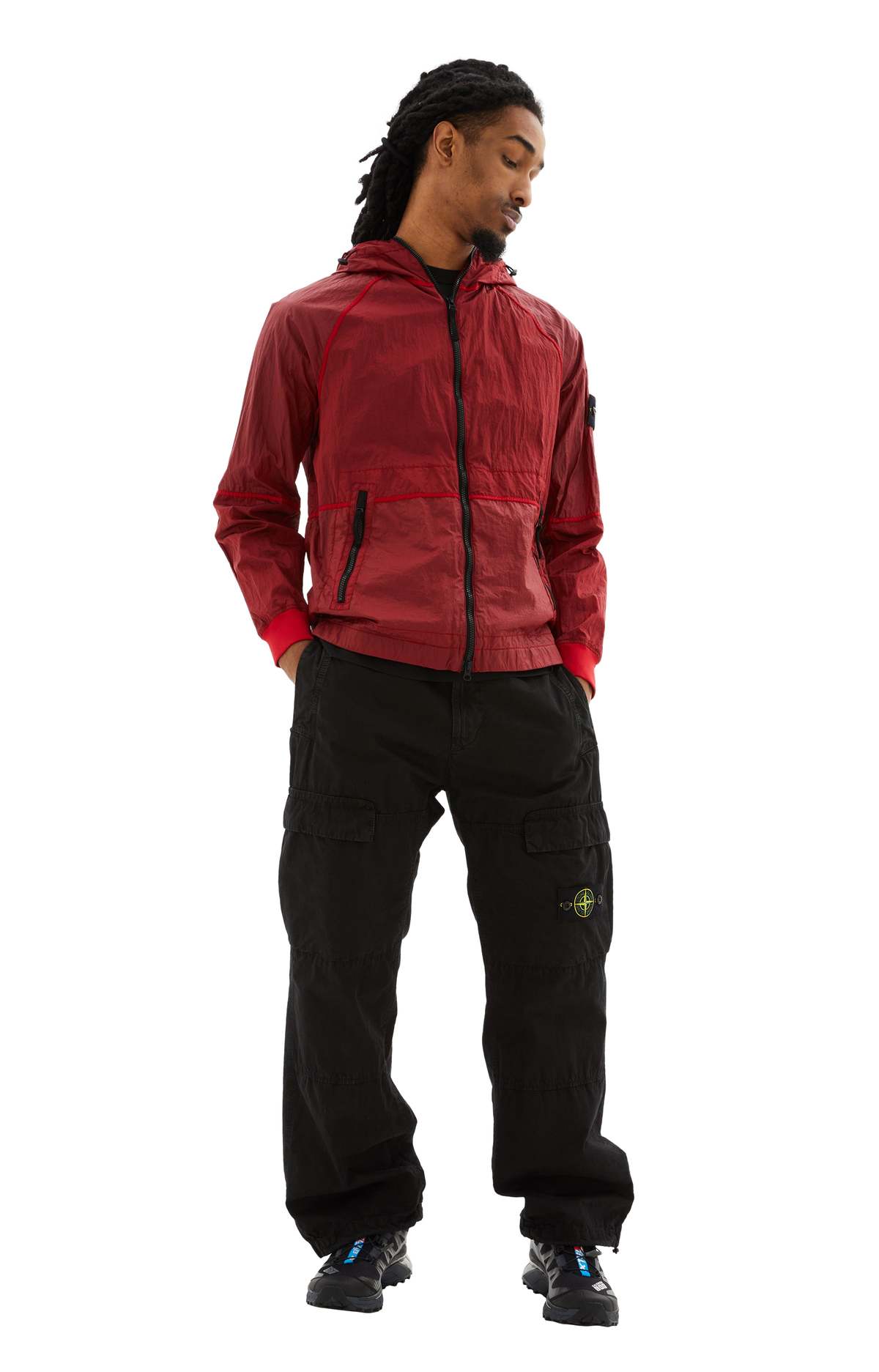 Stone Island Nylon Metal Watro TC Hooded Zip Up Jacket - Red 