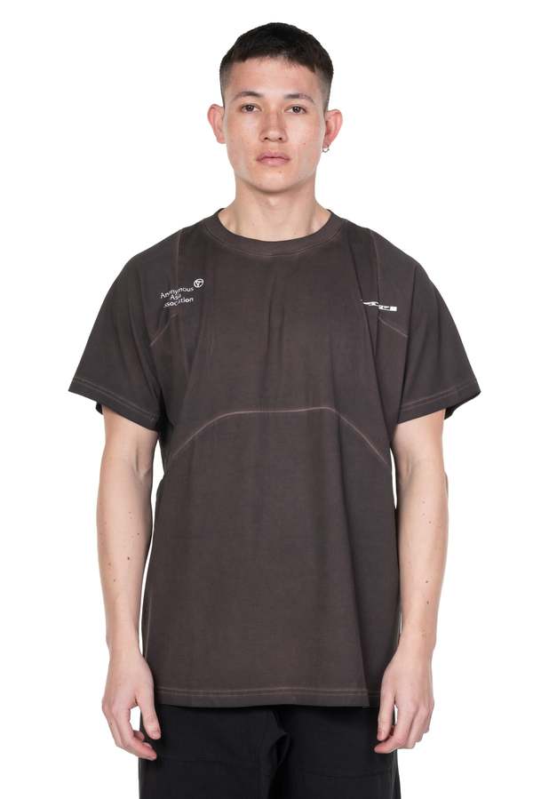 Attempt Architectural Segmentation Dyed T-shirt - Burgundy Attempt Architectural Segmentation Dyed T-shirt - Burgundy