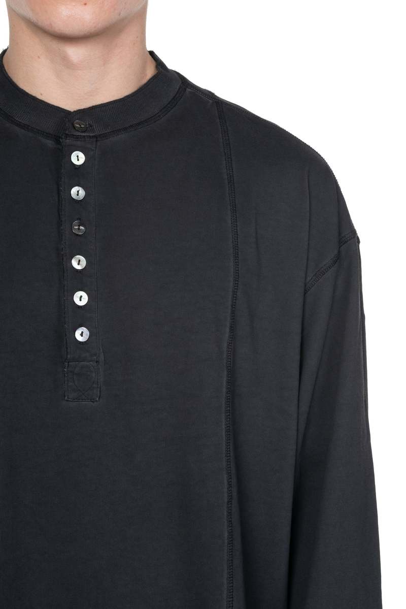 Professor.E E Henley Top - Cold Dyed Grey | Garmentory