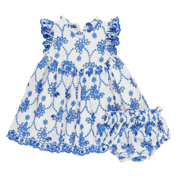 strapless open back dress Hill House Home X La Coqueta Blue Watercolour Hydrangea Ellie Nap Dress