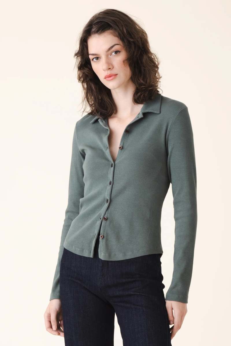 Prairie Underground Cavalos Organic Collared Shirt - Cool Green Prairie Underground Cavalos Organic Collared Shirt - Cool Green