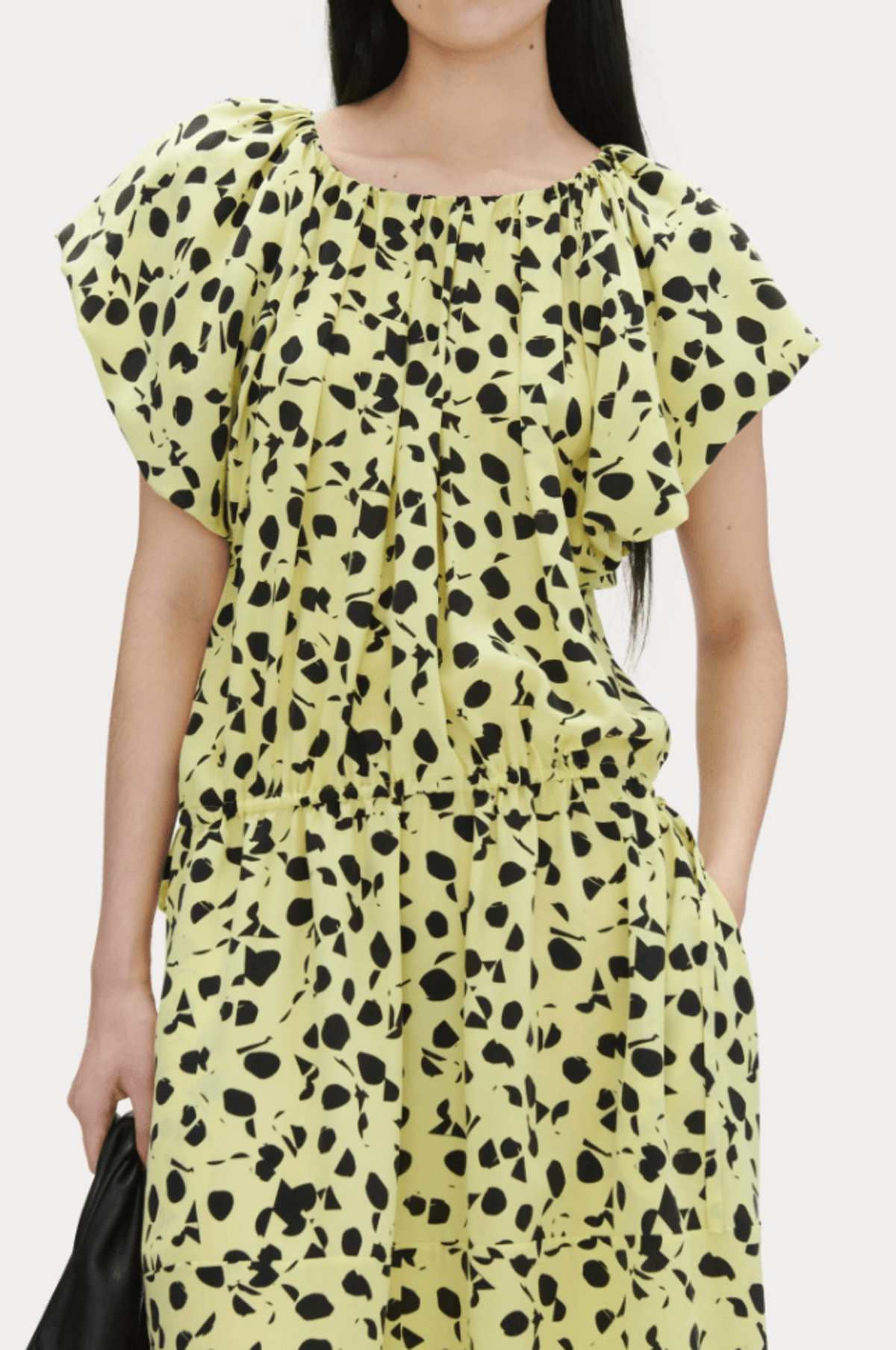 mint green backless dress Blue with Green Spliced Leopard Puff Sleeve Midi Tea Dress Scamp & Dude main image 0