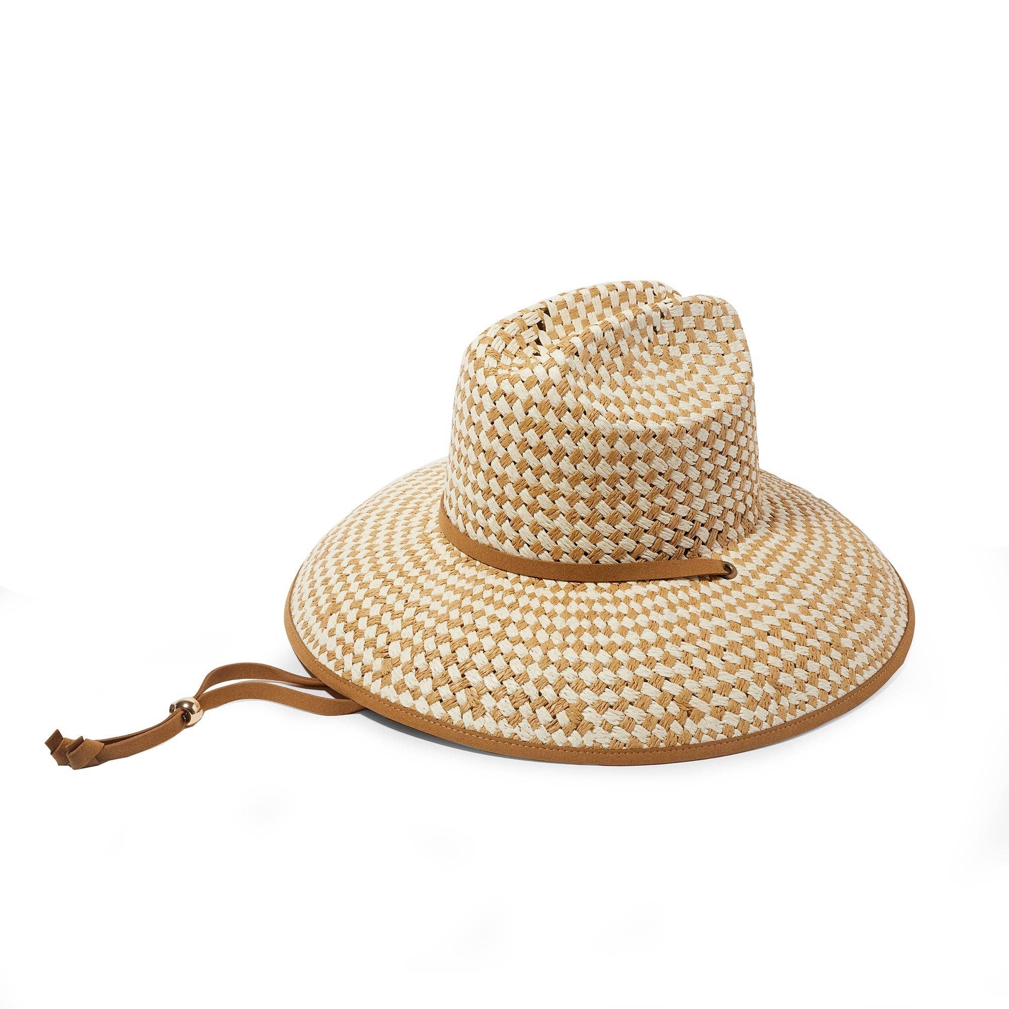 Lele Sadoughi Tan and White Women\'s Sun Hat Lele Sadoughi Ivory Woven Raffia Baseball Cap — Fashion Funster main image 3