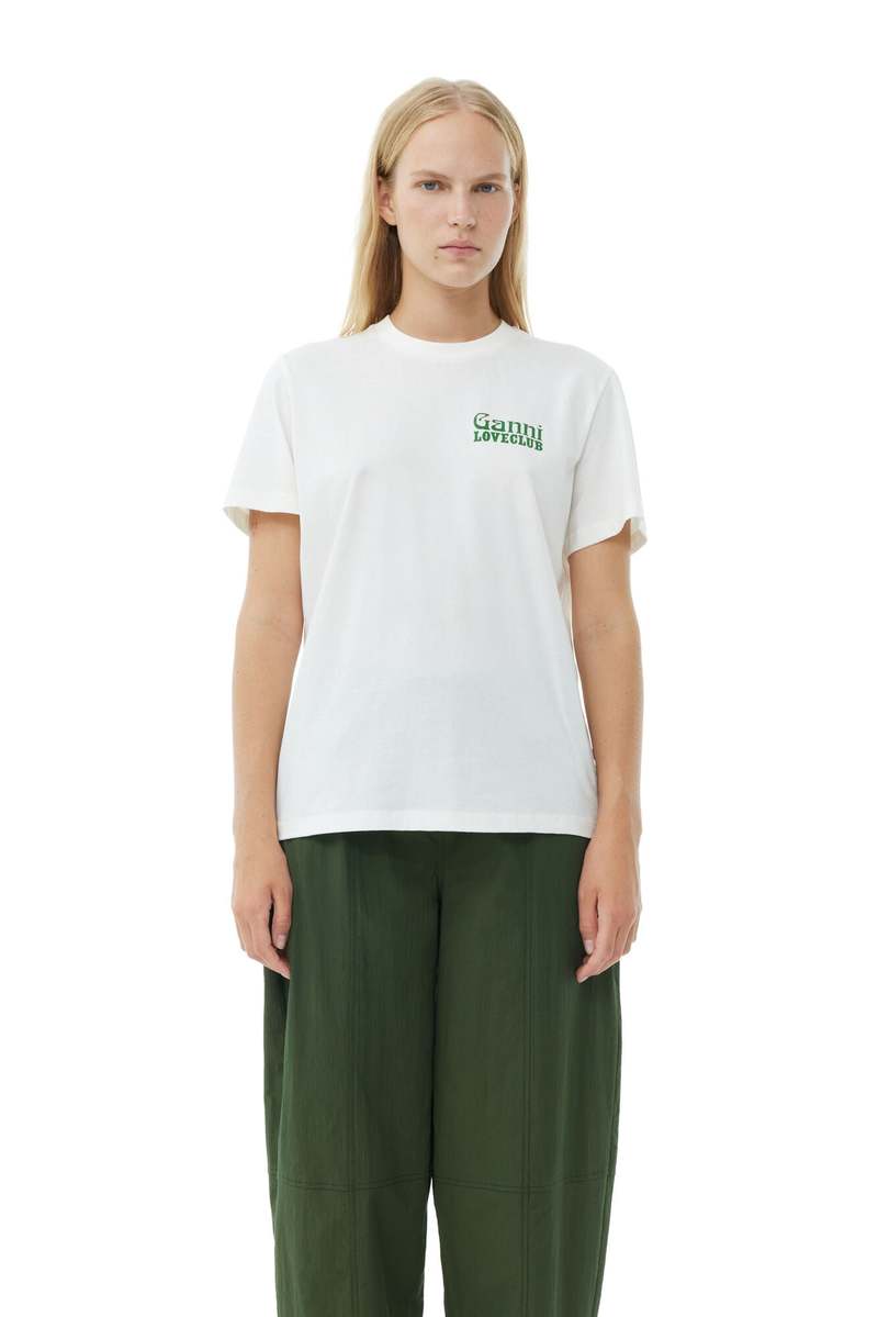 Ganni COTTON CREPE ELASTICATED CURVE PANT - KOMBU GREEN