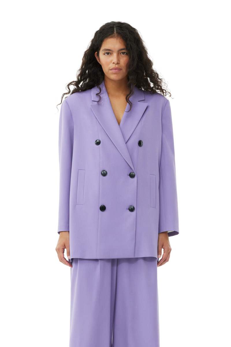 Ganni LIGHT OVERSIZED BLAZER - PURPLE HAZE | Garmentory