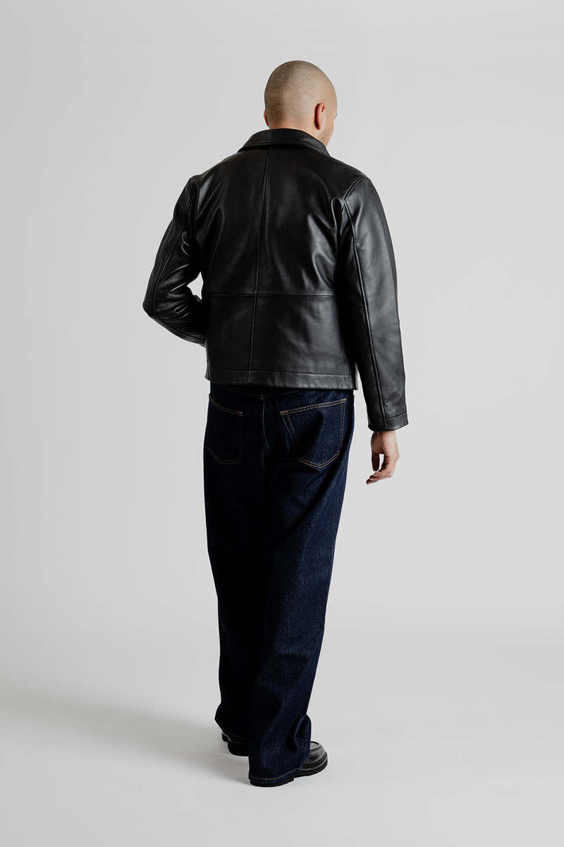 Sunflower Short Leather Jacket - Black