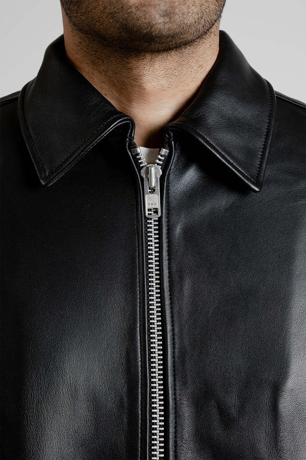 Sunflower Short Leather Jacket - Black