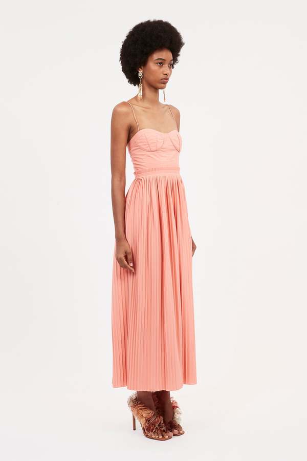 open lace back dress Gracelle Eyelet Cotton Dress - Dahlia Pink Short Sleeve Midi Dress