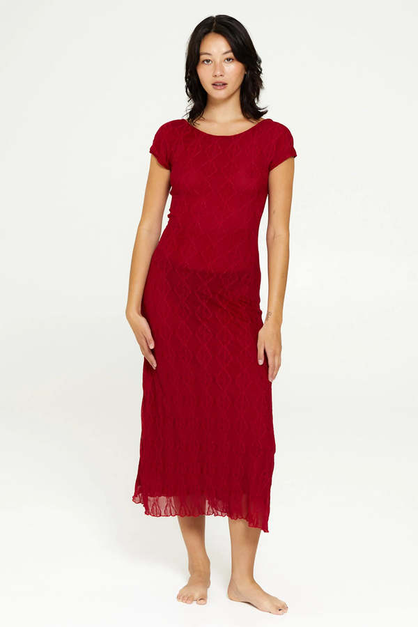 Second Skin Mariposa Backless Midi Dress - Goji Berry | Garmentory