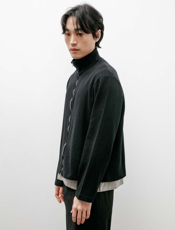 Our Legacy Shrunken Full Zip Polo - Black Rib | Garmentory